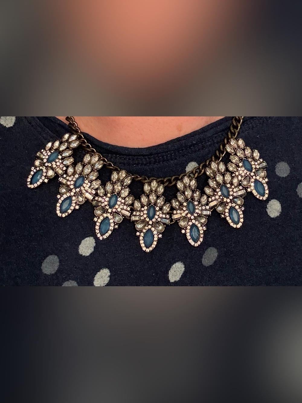 BaubleBar Blue and Clear Crystal Floral Bib Necklace - Women Jewelry